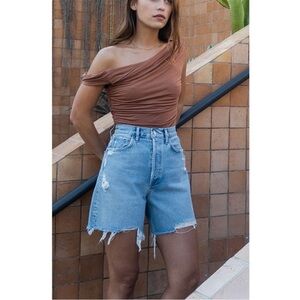 NWT Agolde Stella High Rise Baggy Denim Shorts in Deserted Size 23